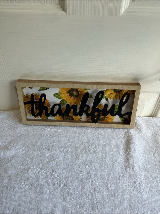 None Other - 'Thankful' Sunflower Wall Art Sign - Black and Yellow